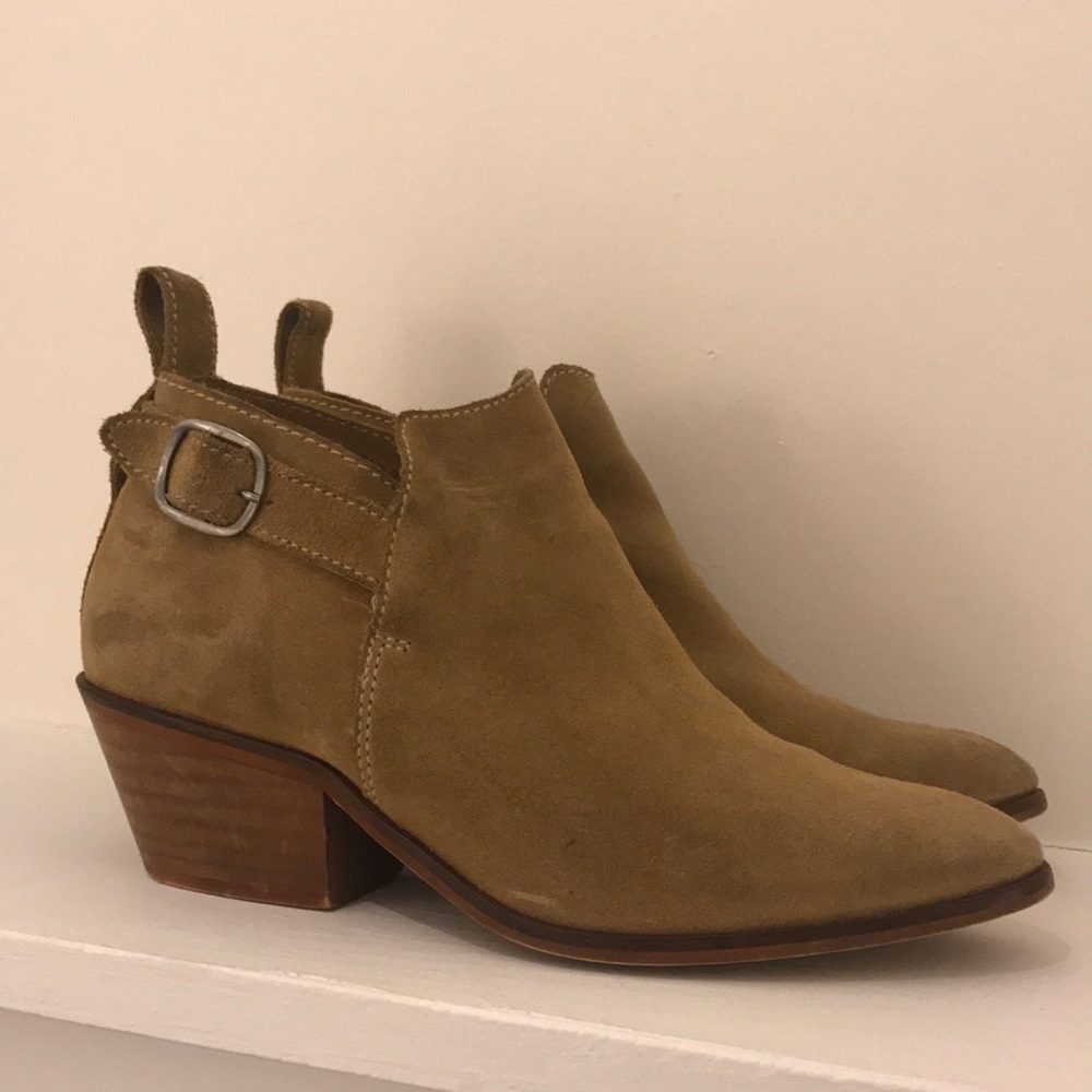 Tan suede booties Urban Outfitters